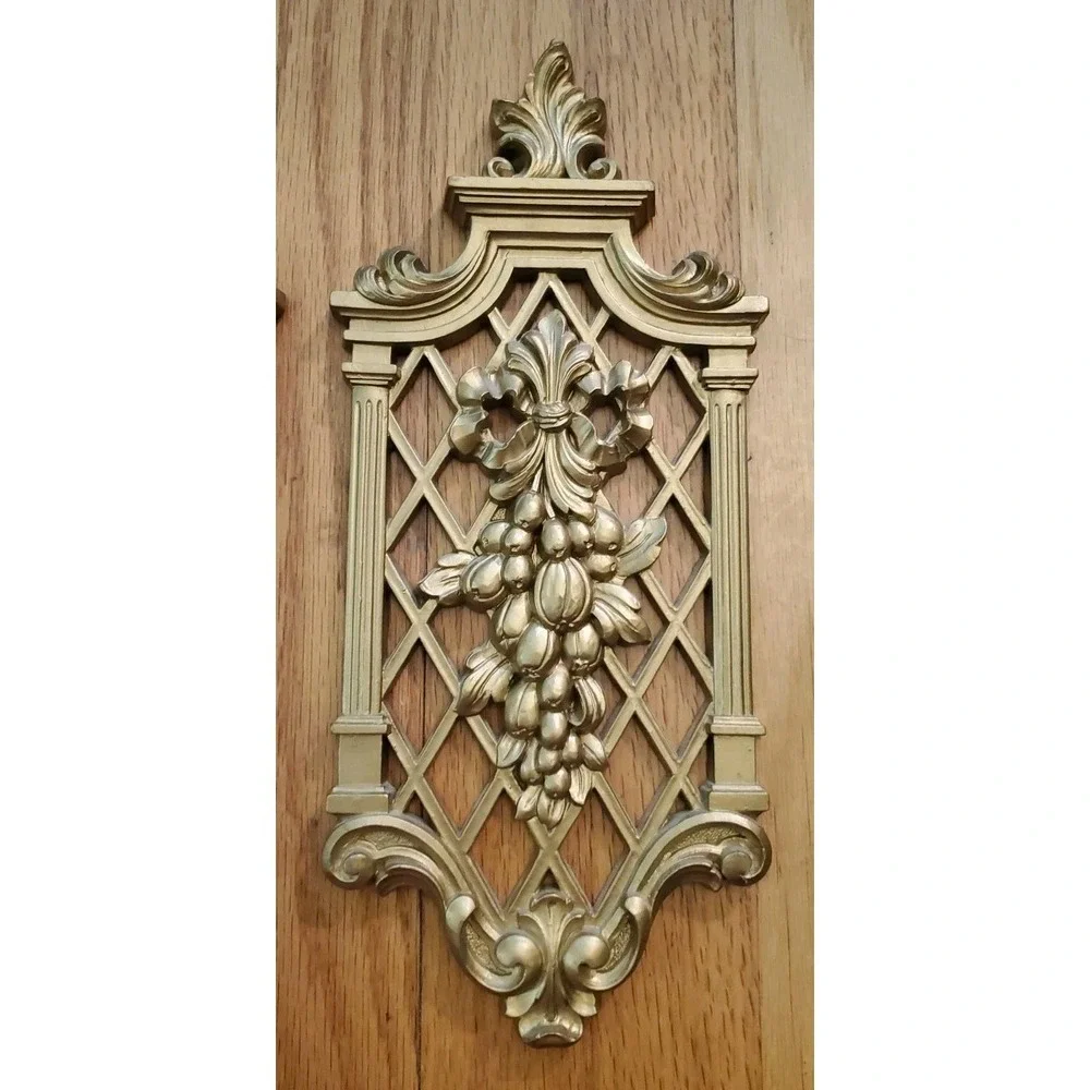 Set of 3 Vintage DART INDUSTRIES Gold Wall Hanging Plaques Floral Decor